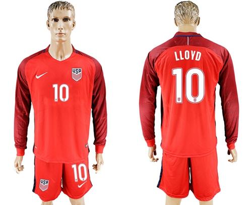 USA #10 LLOYD Away Long Sleeves Soccer Country Jersey - Click Image to Close